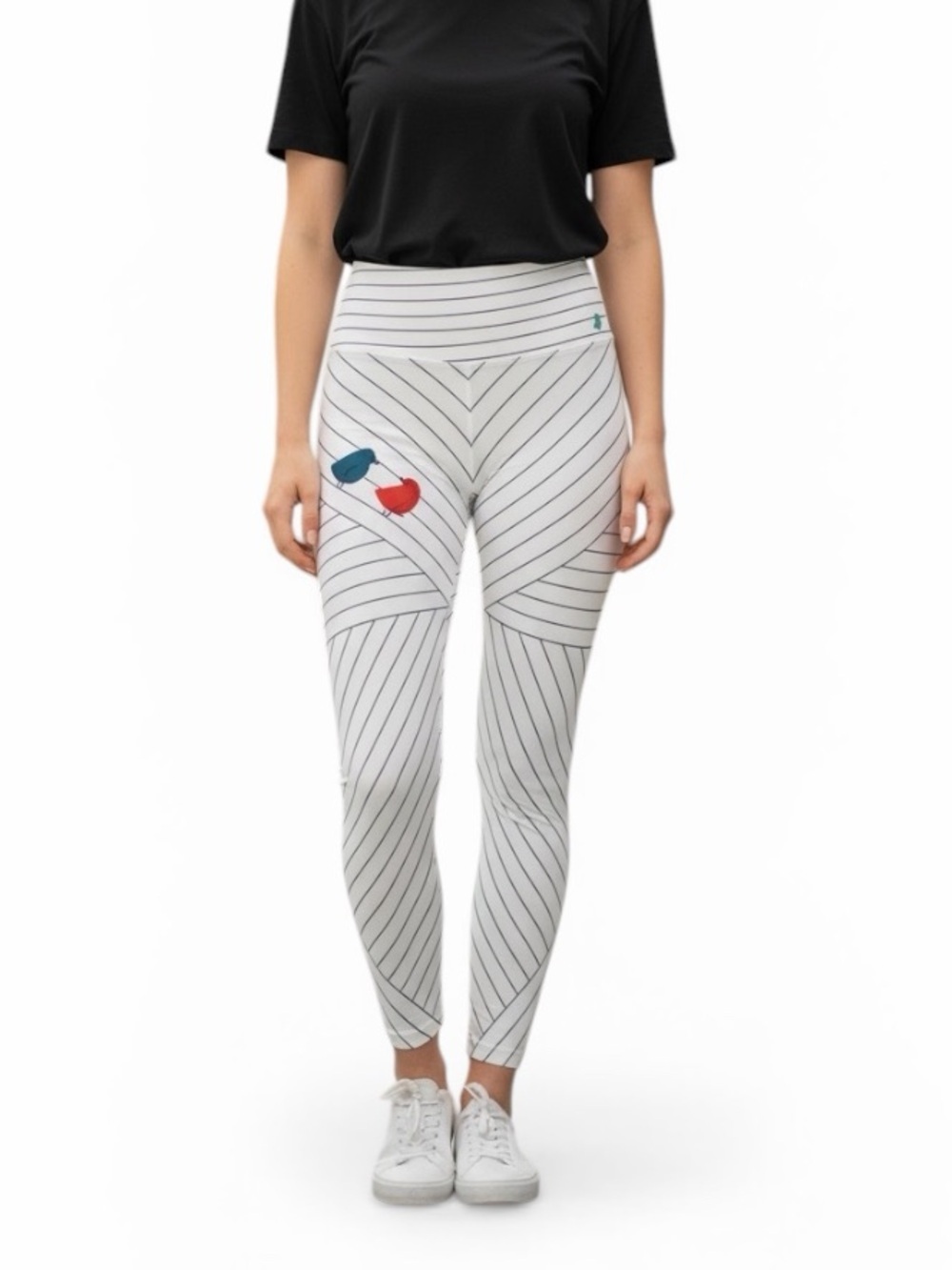 OMGI YOGA Bird and Striped Print High Waisted Activewear Leggings